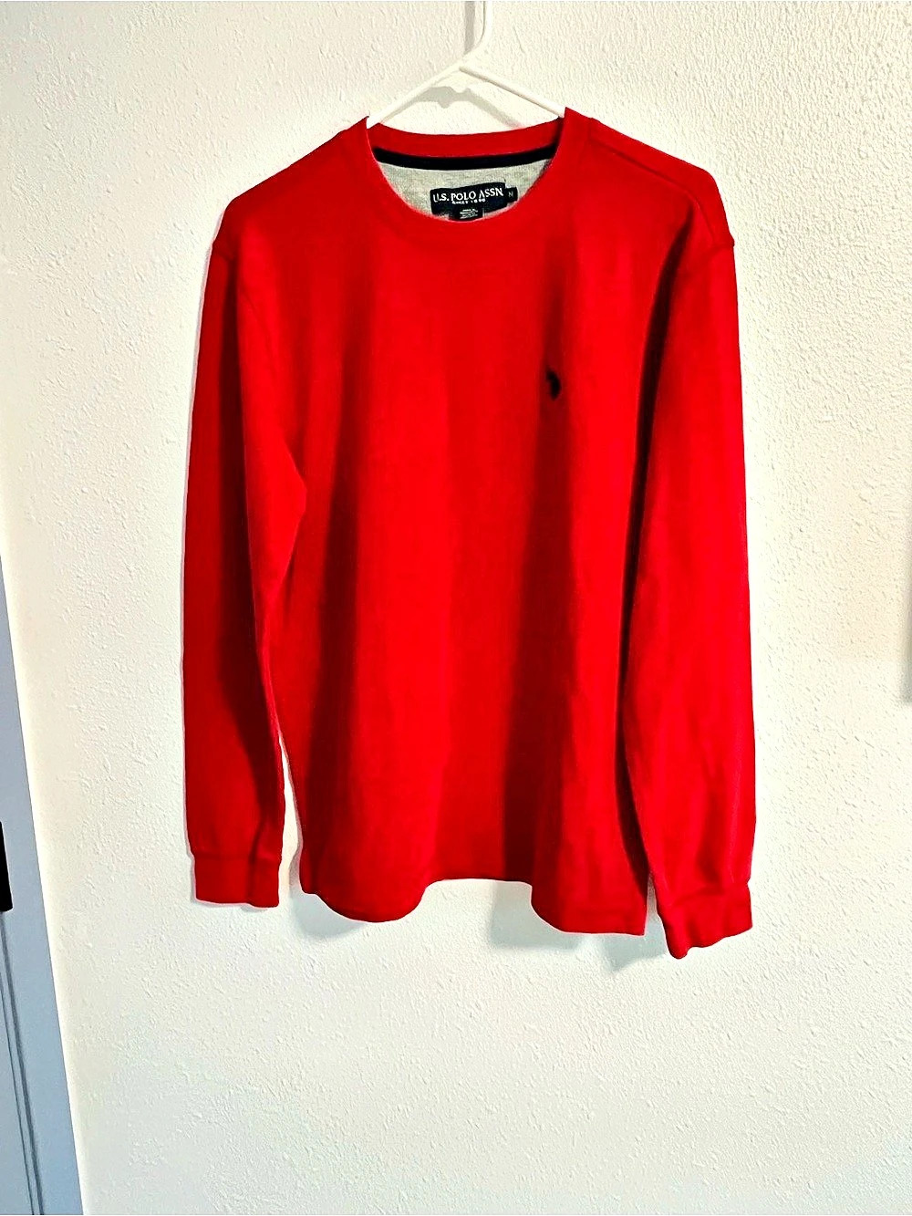 U.S. Polo Assn. Long Sleeve Waffle Knit Thermal Crew Neck Shirt.